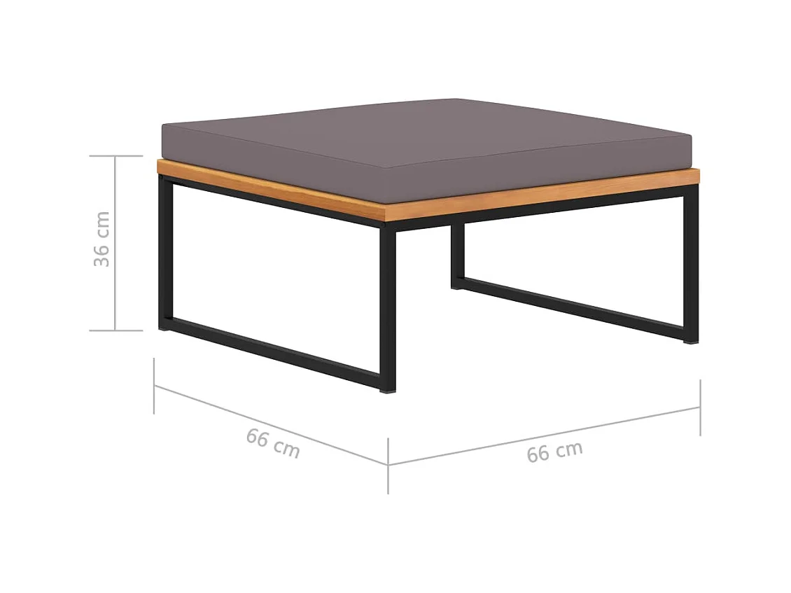 Garden Furniture -  Repose-pied avec coussin 66x66x36 cm Bois d'acacia Gris foncé