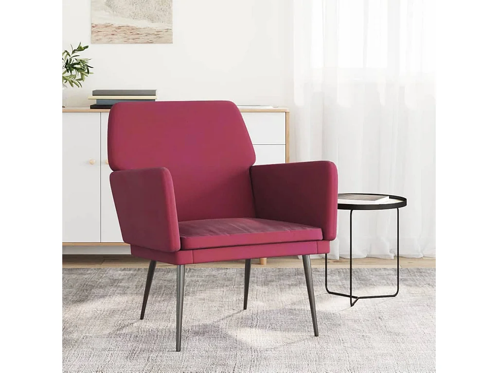Silvenn  Fauteuil Rouge bordeaux 62x79x79 cm Velours
