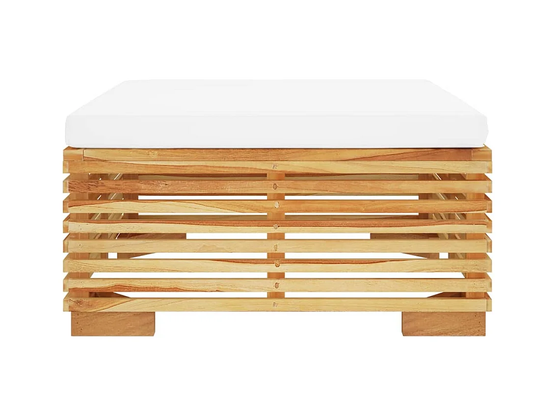 Niren  Repose-pied de jardin avec coussin crème Bois de teck massif
