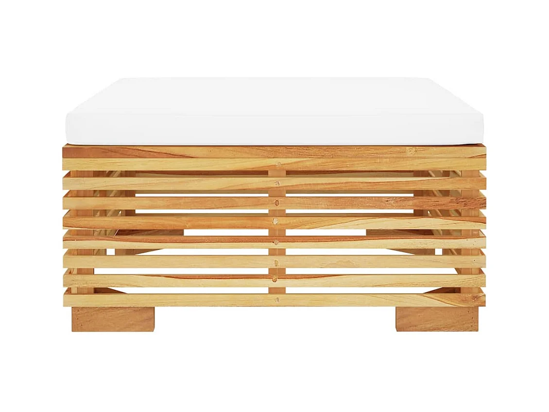 Niren  Repose-pied de jardin avec coussin crème Bois de teck massif