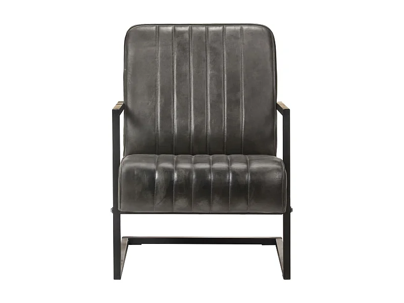 Armel  Chaise de canapé cantilever gris délavé cuir véritable