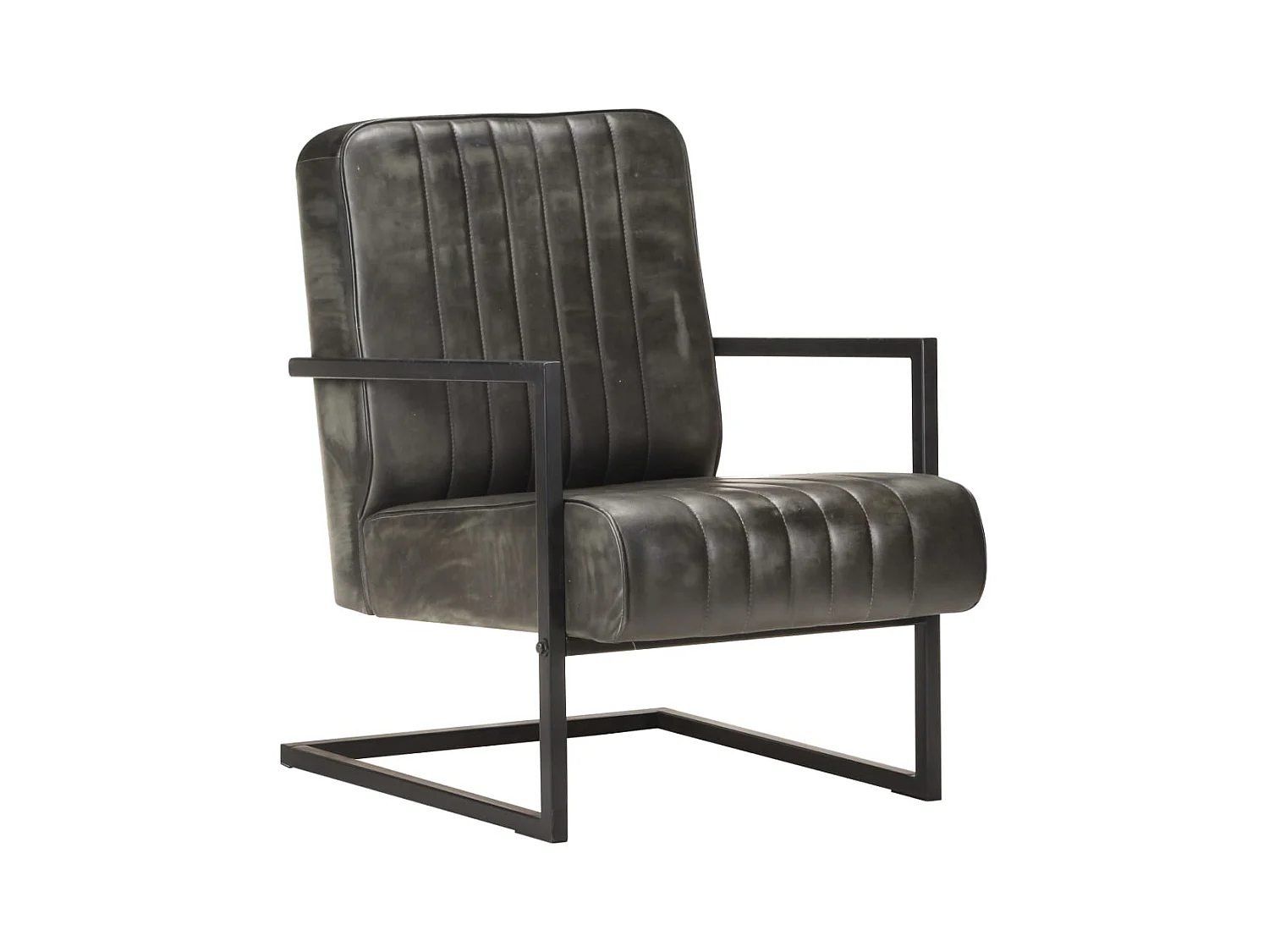 Armel  Chaise de canapé cantilever gris délavé cuir véritable