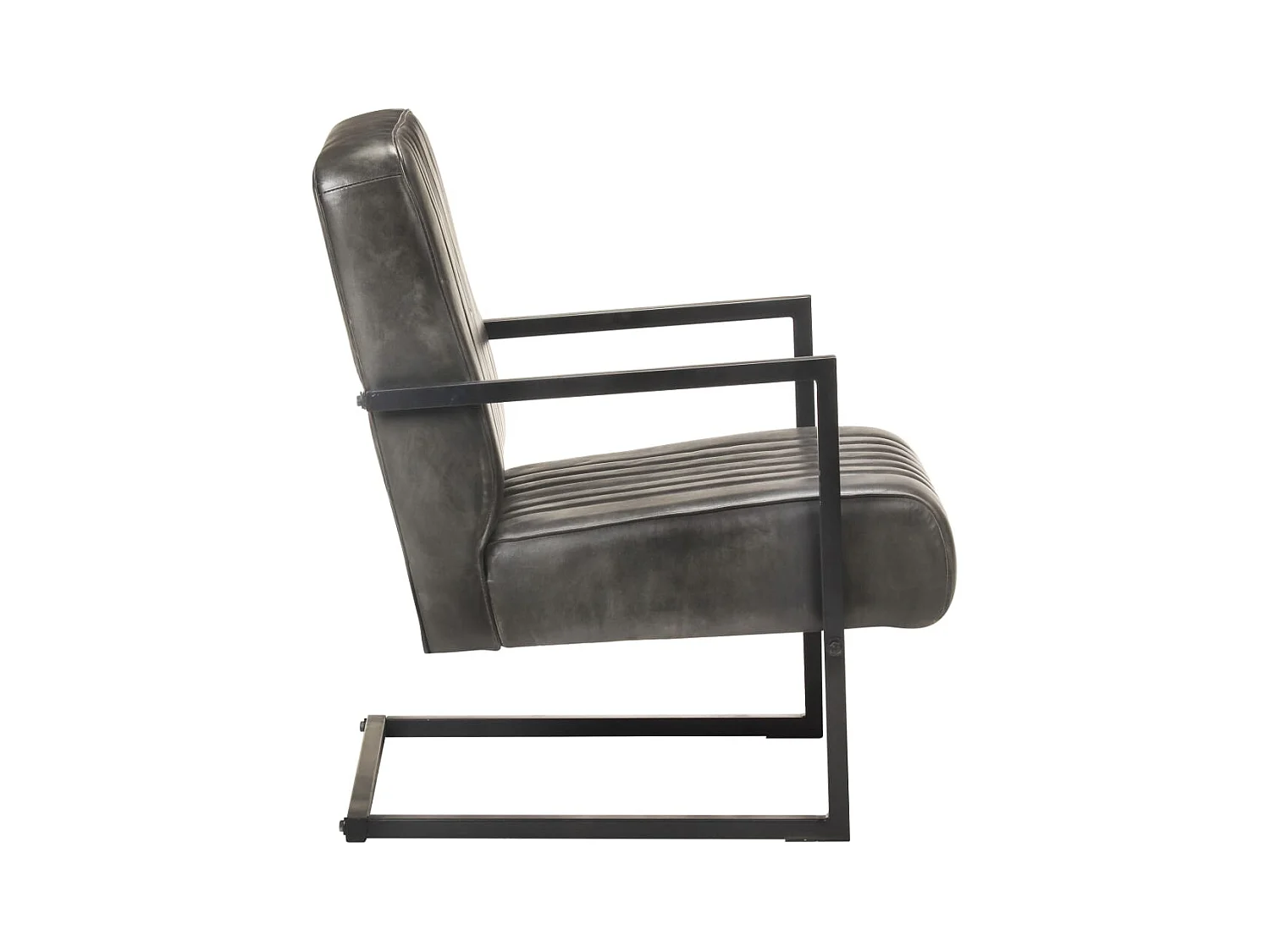 Armel  Chaise de canapé cantilever gris délavé cuir véritable