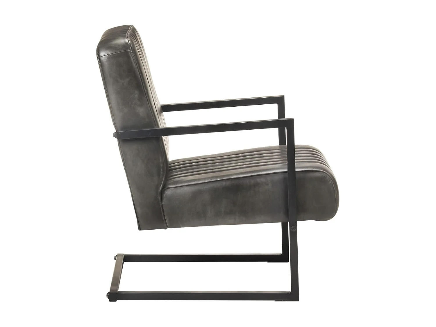 Armel  Chaise de canapé cantilever gris délavé cuir véritable