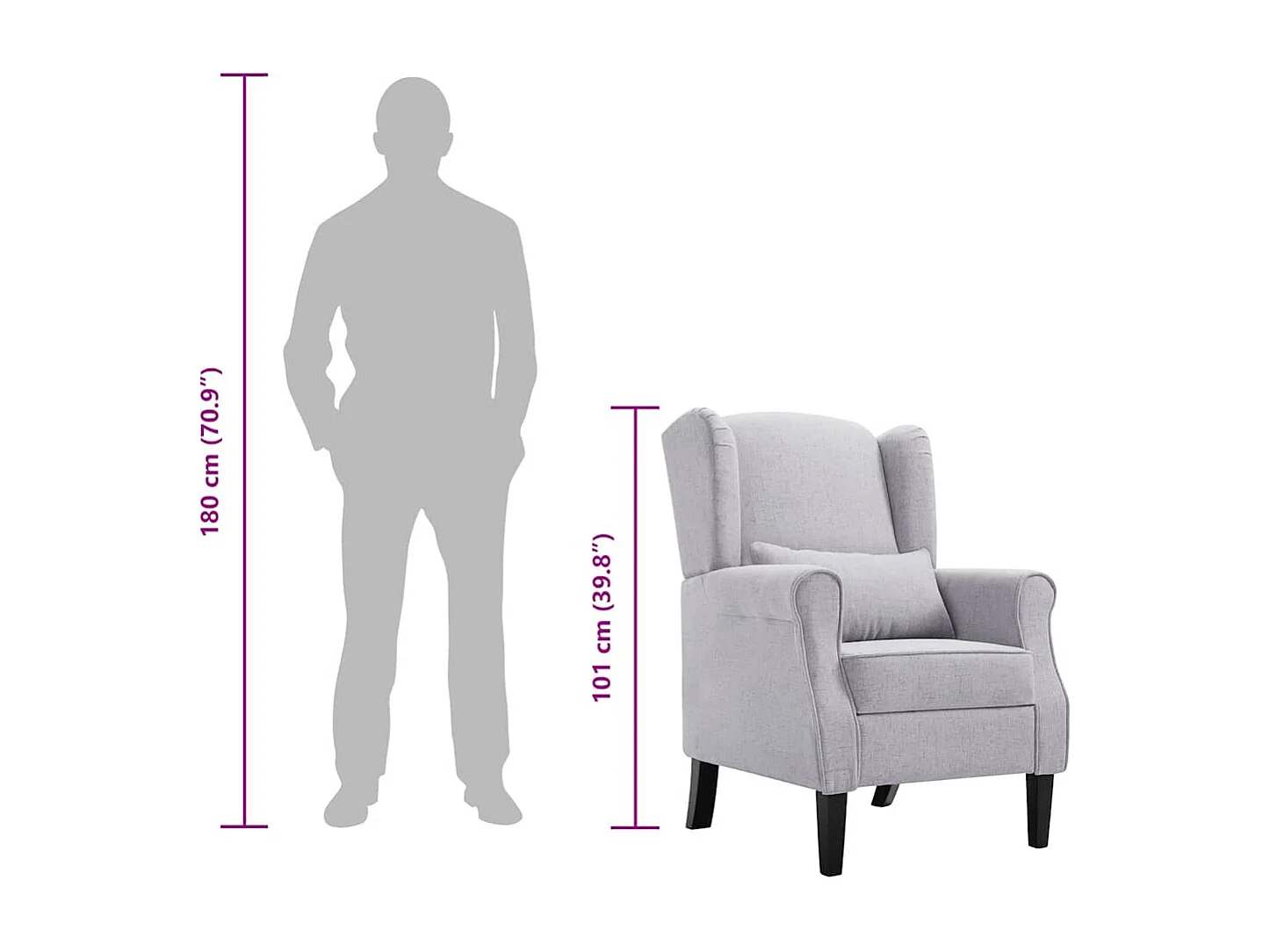 Ovrik  Fauteuil gris clair tissu