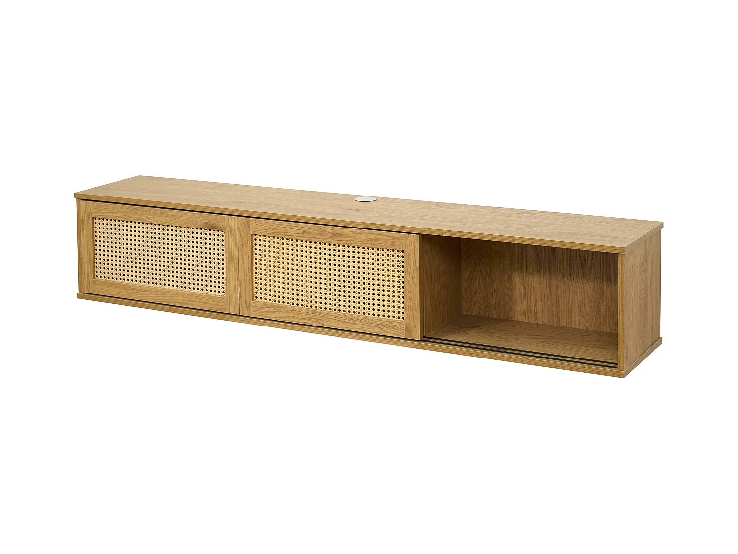 Meuble TV suspendu 160 cm bohème bois clair