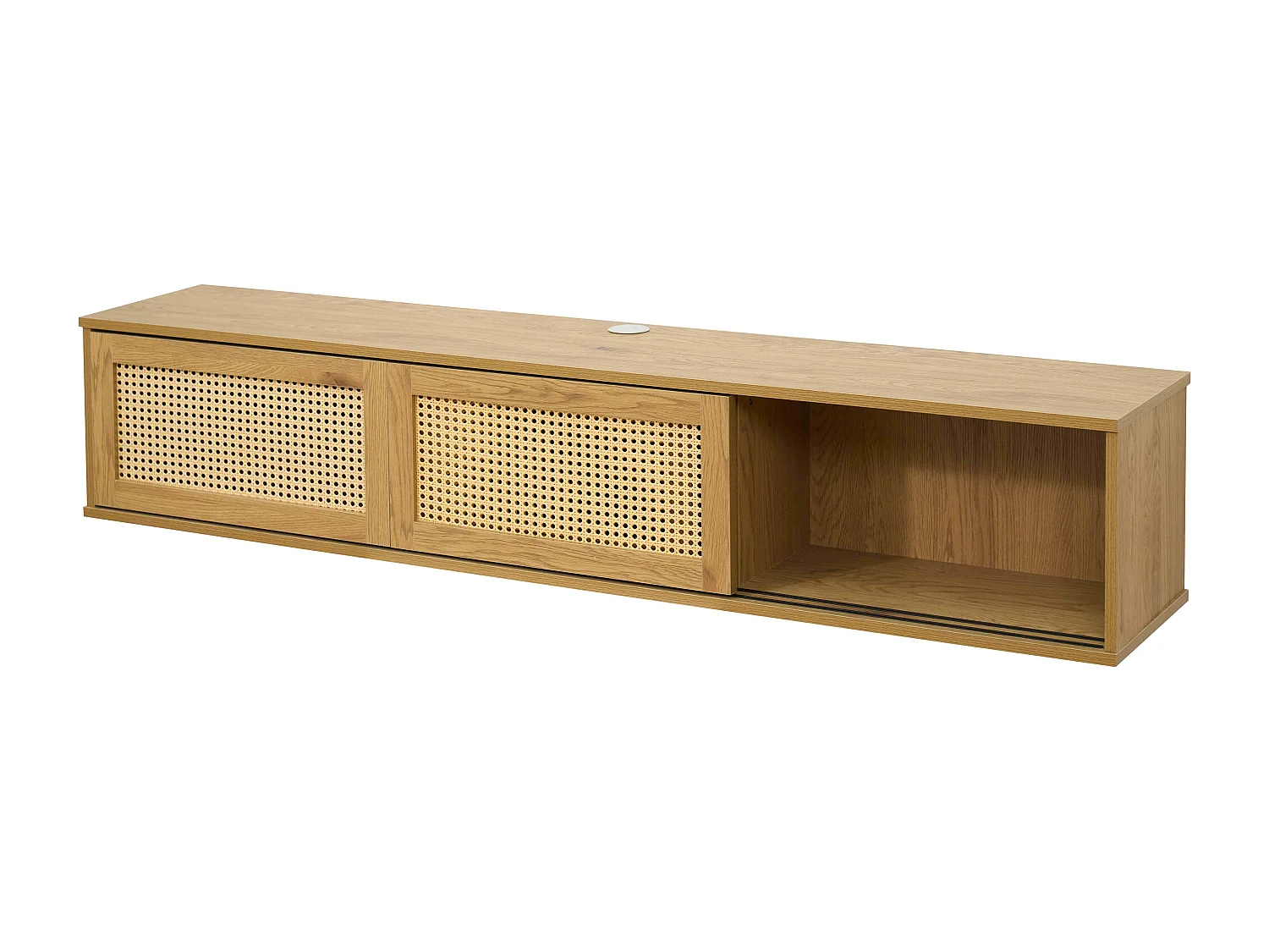 Meuble TV suspendu 160 cm bohème bois clair