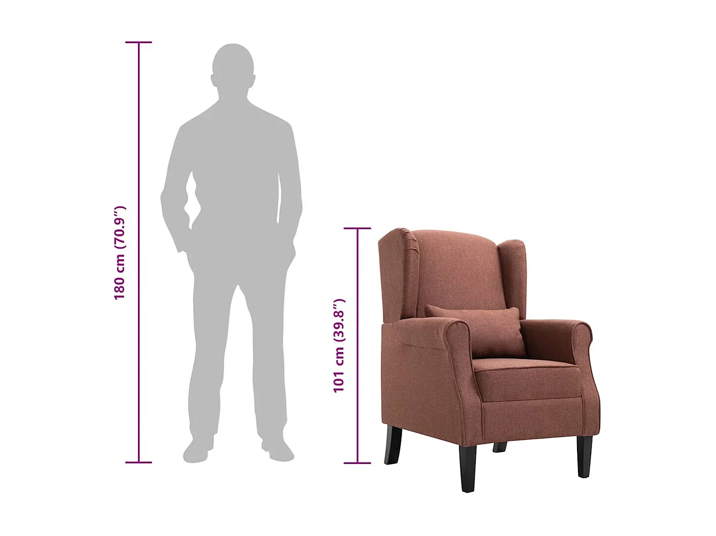 Ovrik  Fauteuil marron tissu