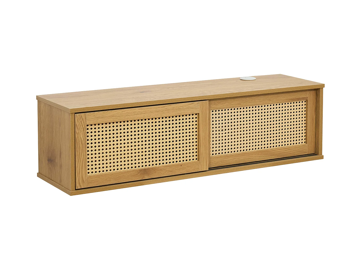 Meuble TV suspendu 108 cm bohème bois clair