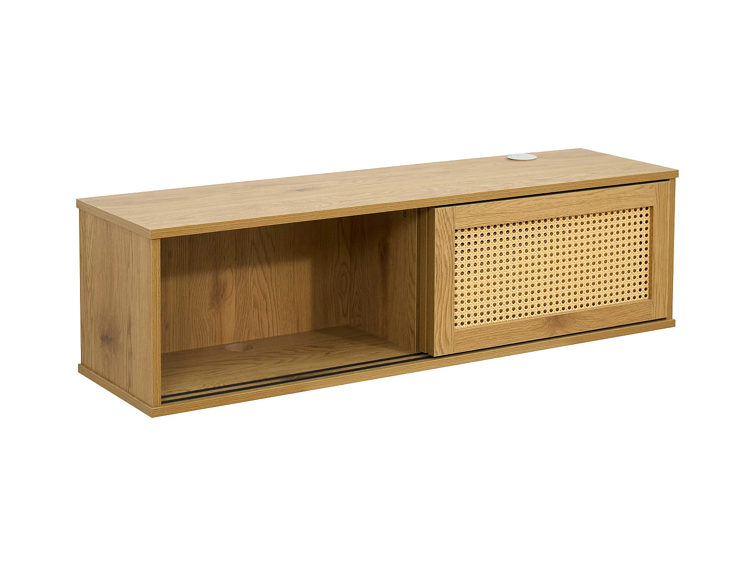 Meuble TV suspendu 108 cm bohème bois clair