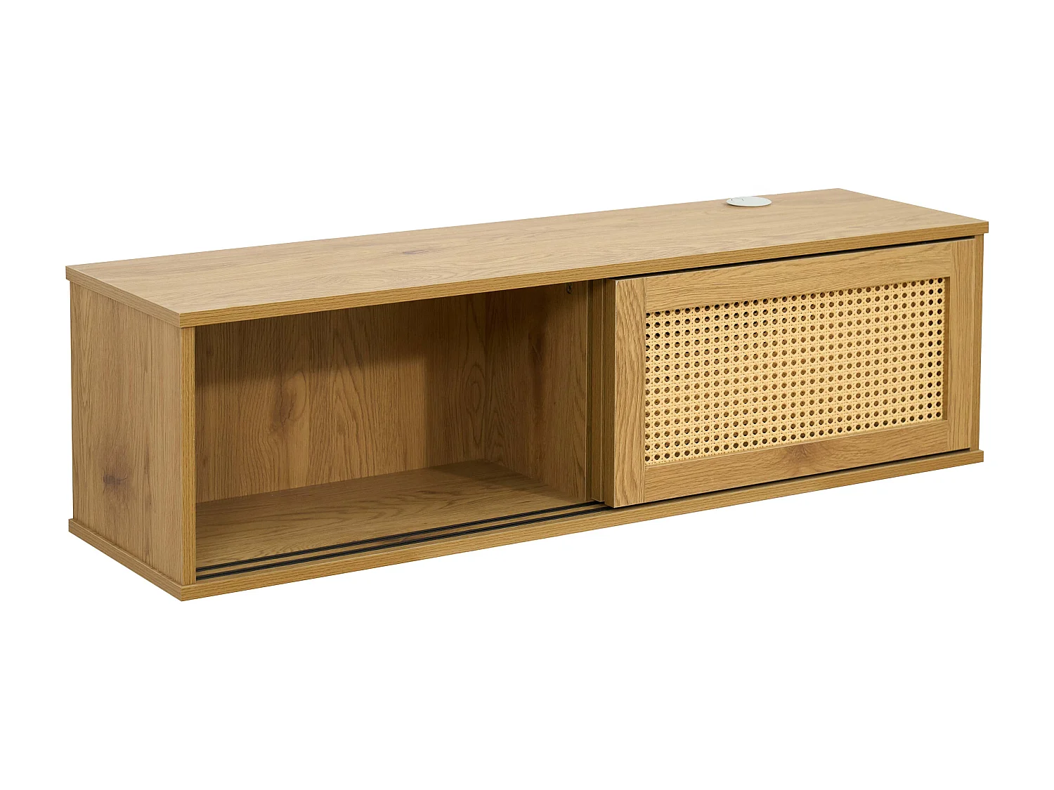 Meuble TV suspendu 108 cm bohème bois clair