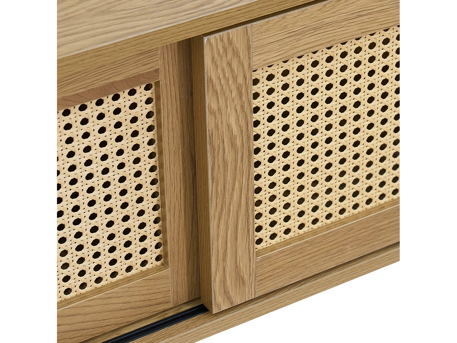 Meuble TV suspendu 108 cm bohème bois clair