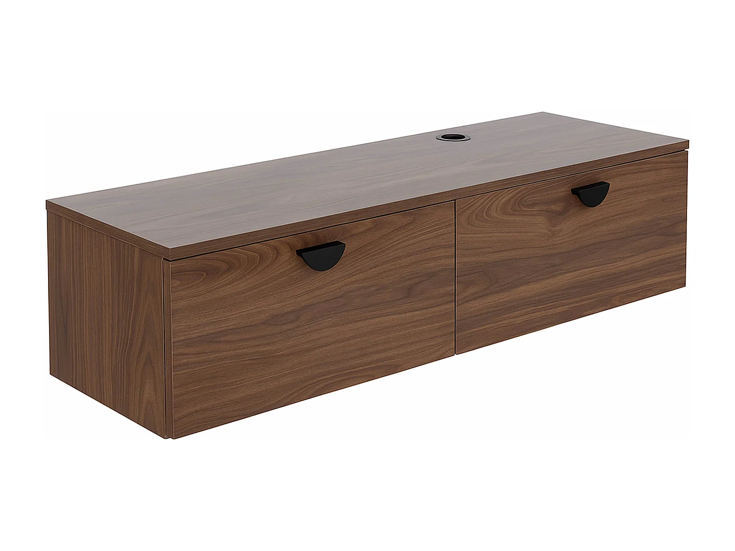 Meuble TV suspendu 120 cm industriel bois foncé