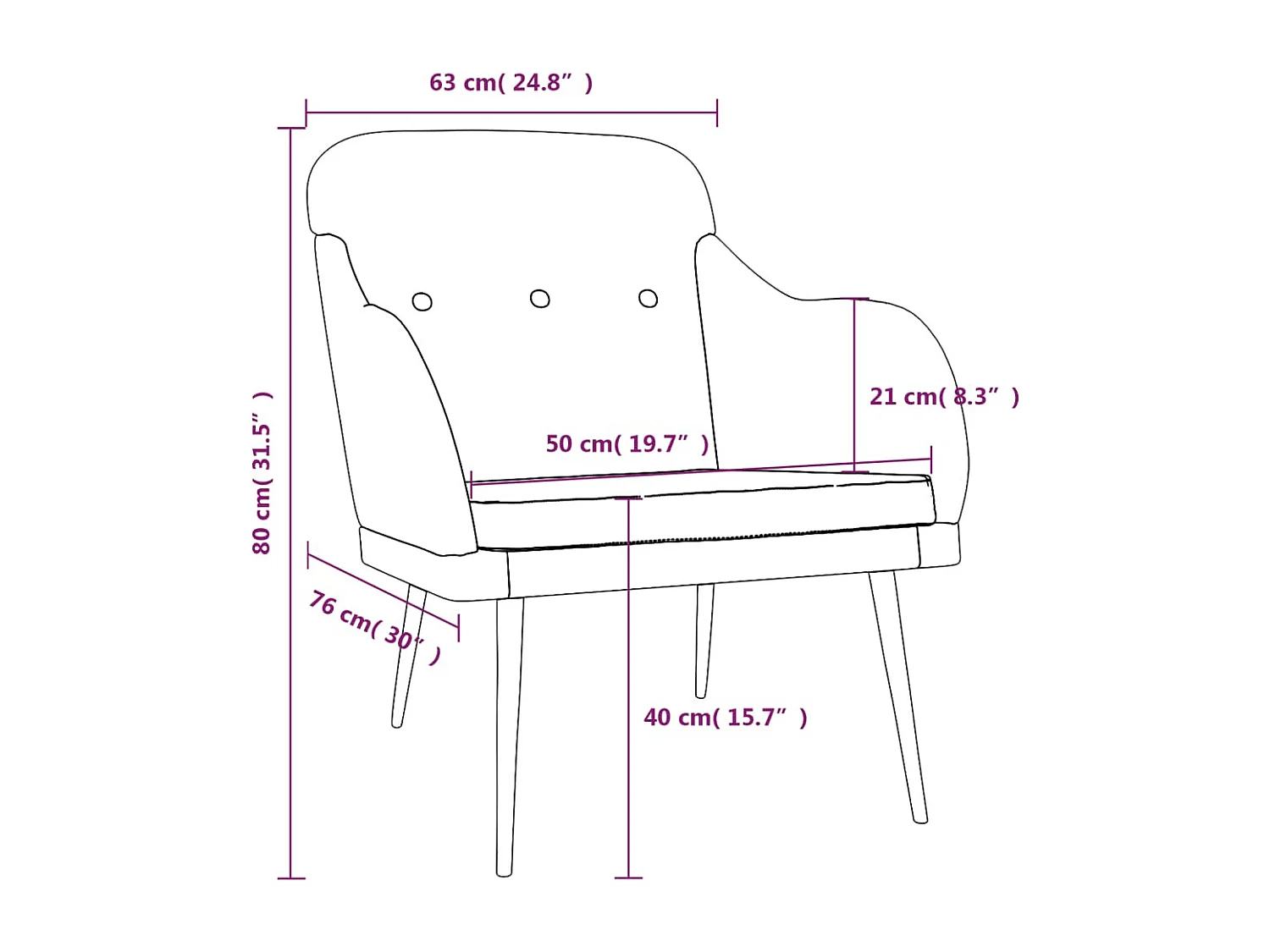 Nylra  Fauteuil Taupe 63x76x80 cm Tissu