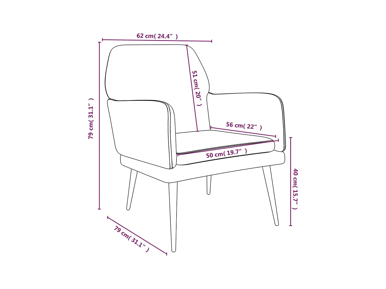 Silvenn  Fauteuil Gris clair 62x79x79 cm Velours