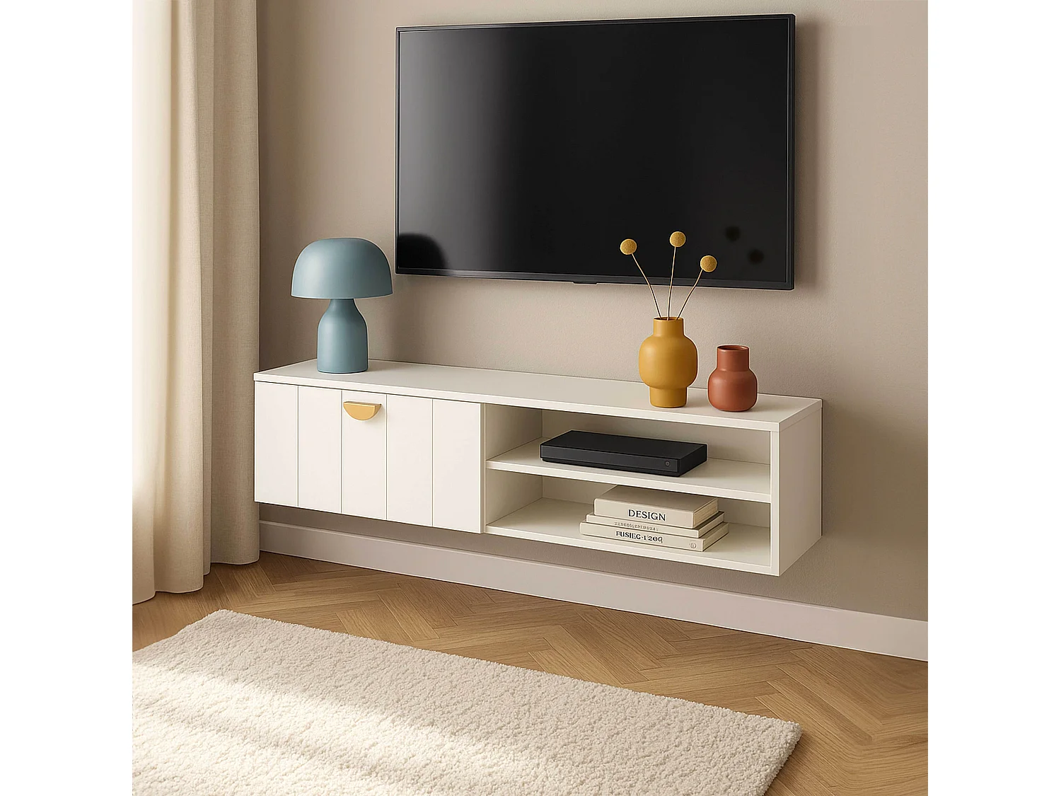 Moderne witte 120 cm wand-tv-kast