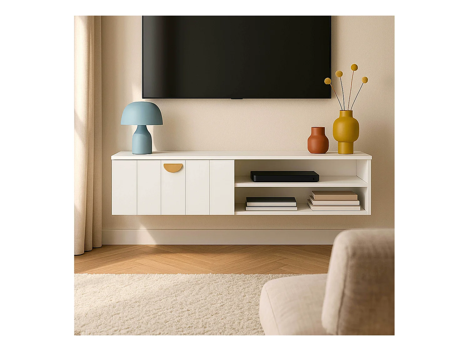 Moderne witte 120 cm wand-tv-kast