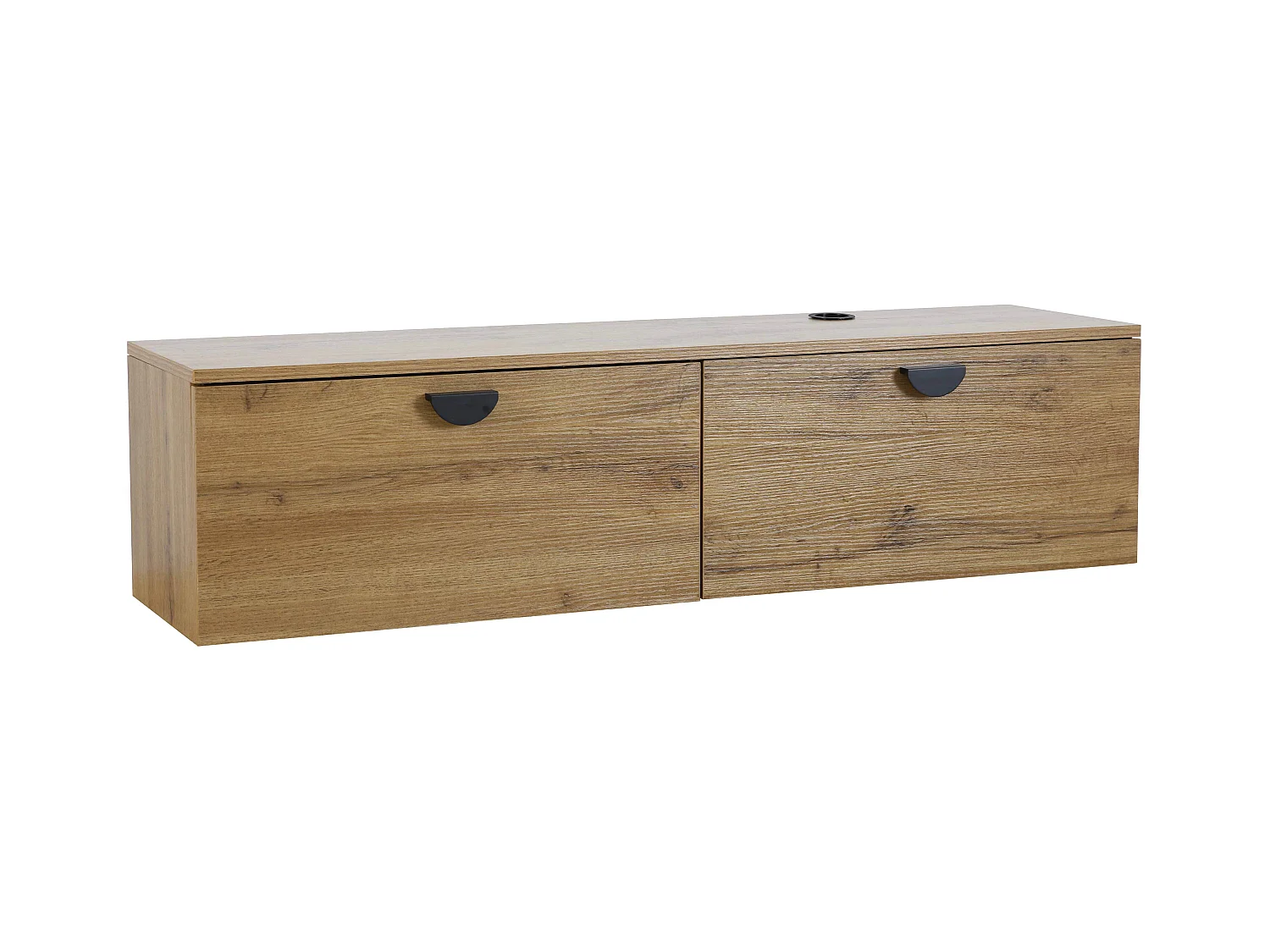 Meuble TV suspendu 120 cm industriel bois clair