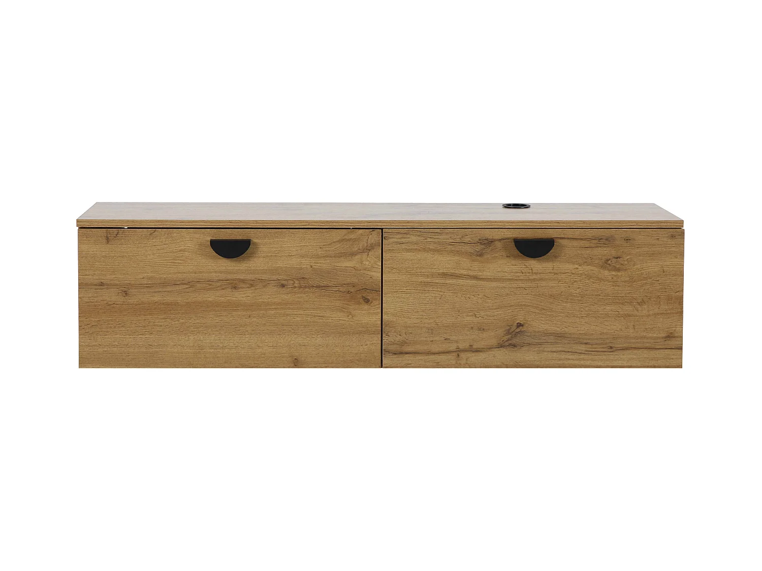 Meuble TV suspendu 120 cm industriel bois clair