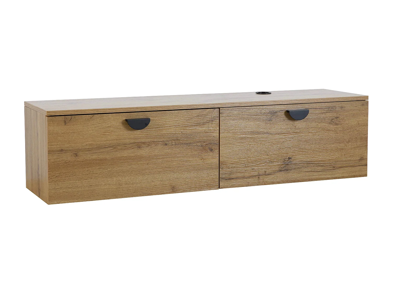 Meuble TV suspendu 120 cm industriel bois clair