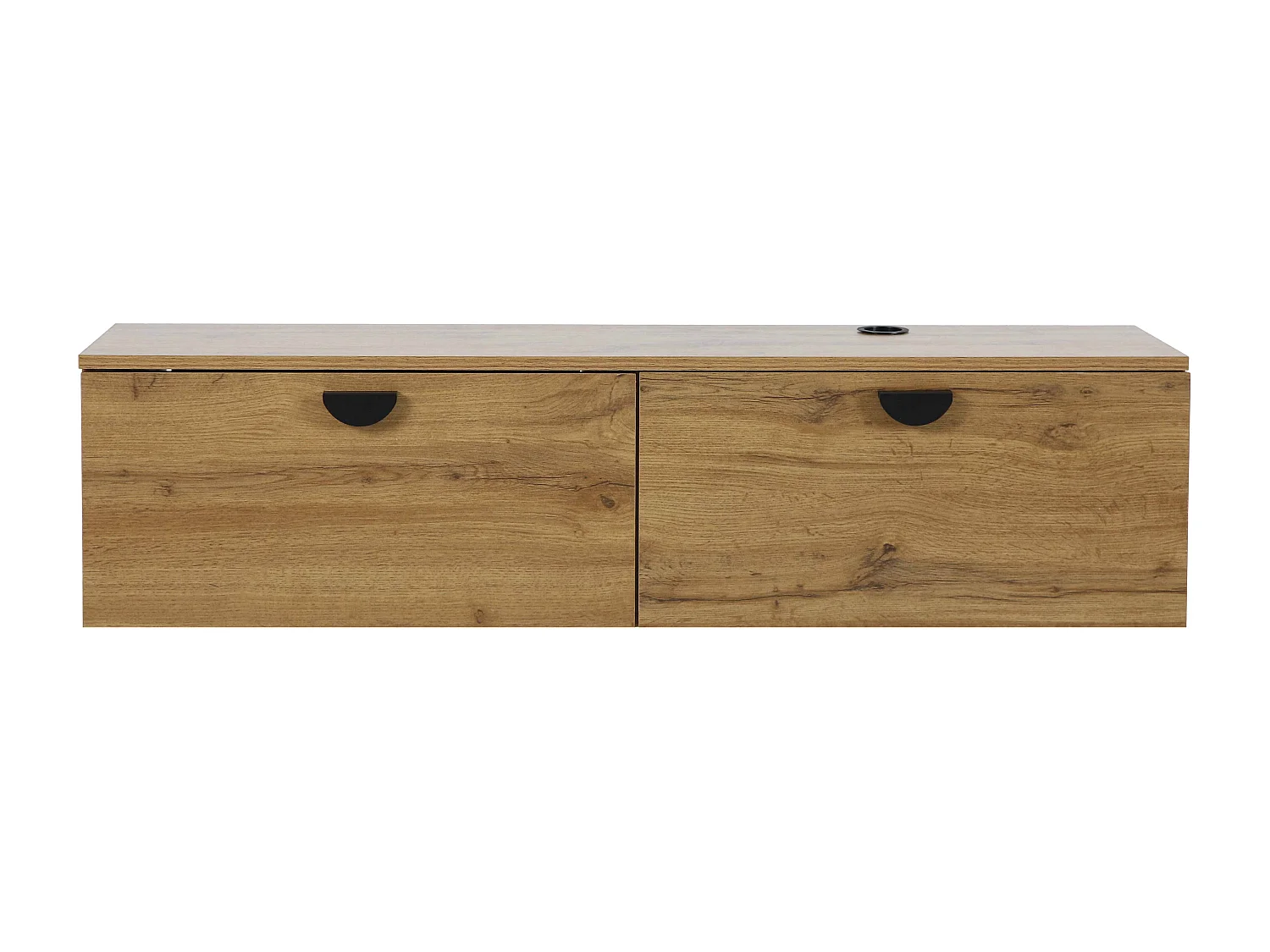 Meuble TV suspendu 120 cm industriel bois clair