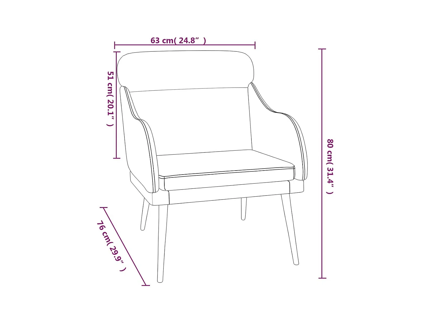 Leon Scott  Fauteuil Jaune 63x76x80 cm Velours