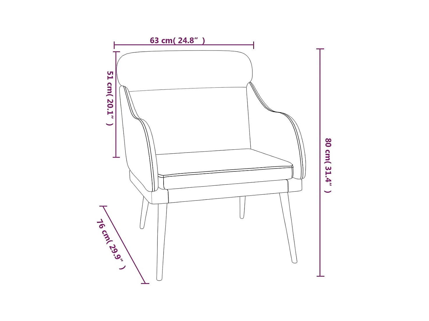 Leon Scott  Fauteuil Jaune 63x76x80 cm Velours