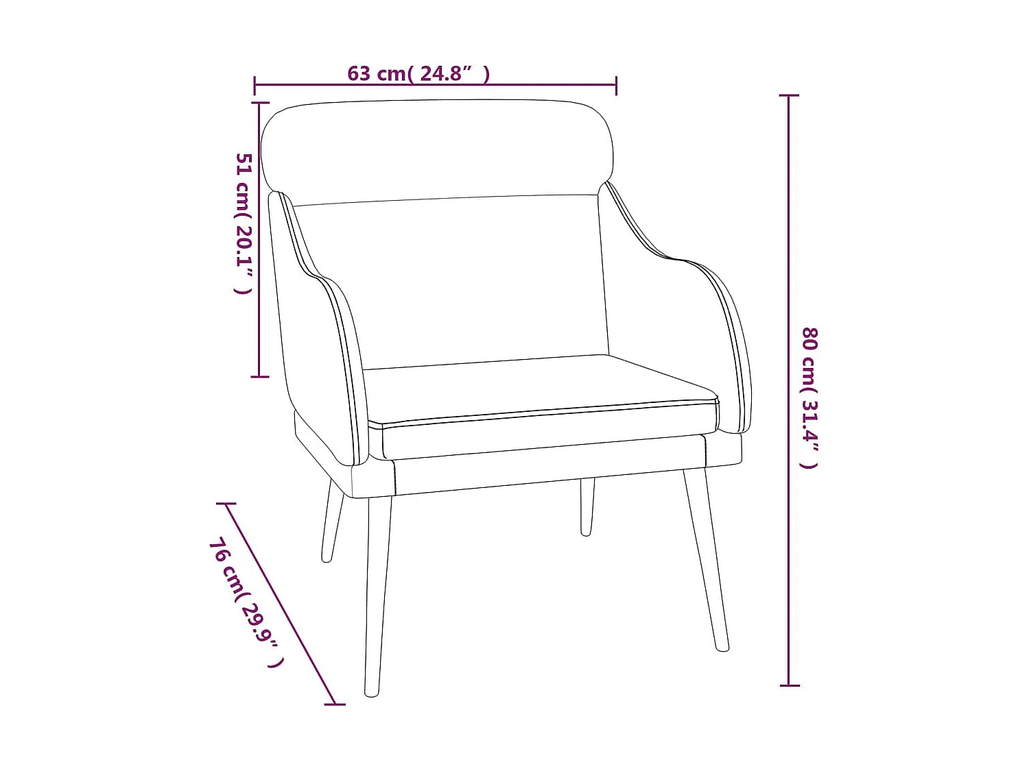 Leon Scott  Fauteuil Jaune 63x76x80 cm Velours