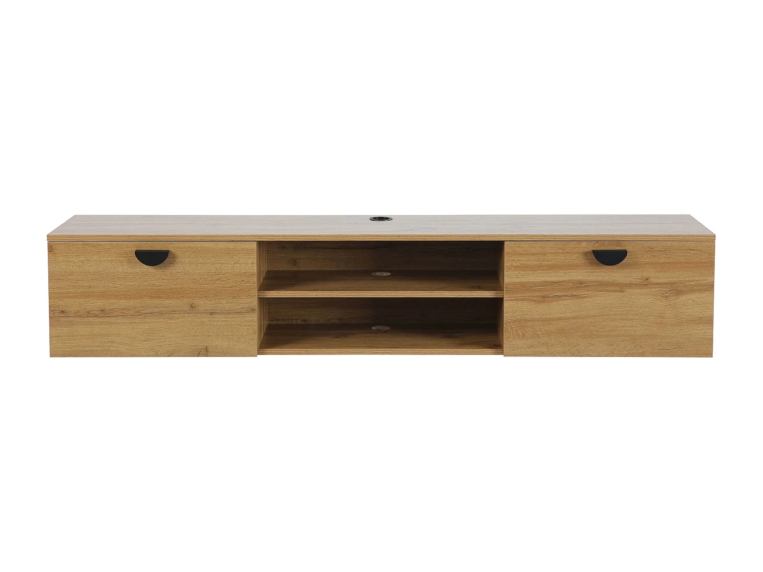 Meuble TV suspendu 160 cm industriel bois clair