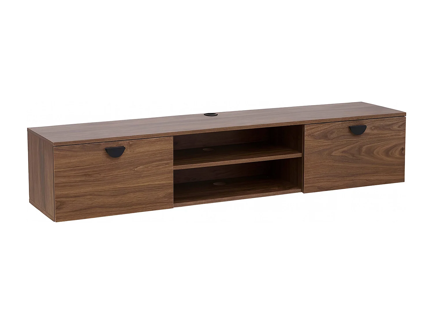 Meuble TV suspendu 160 cm industriel bois foncé