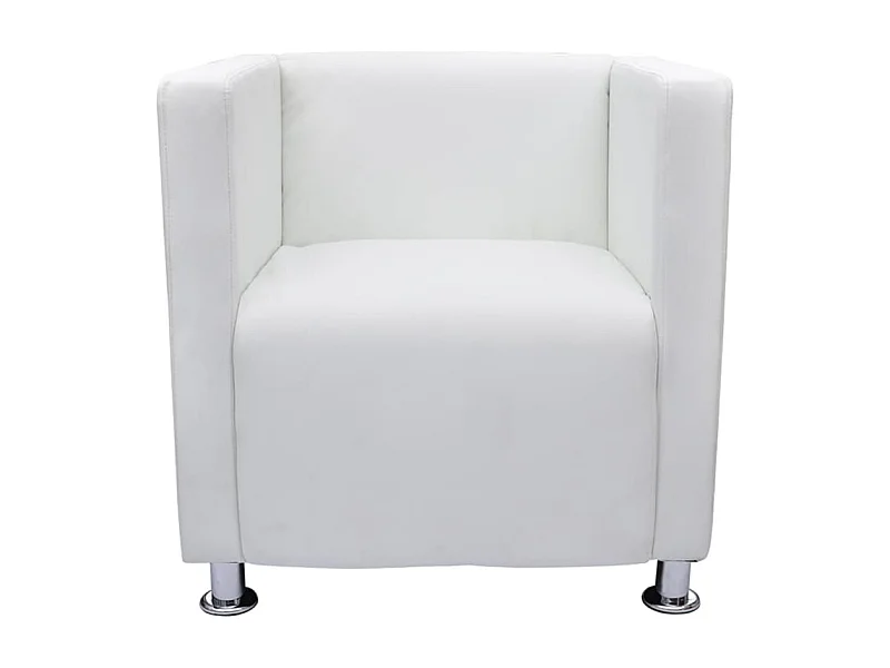 Civita Castellana  Fauteuil cube blanc simili cuir