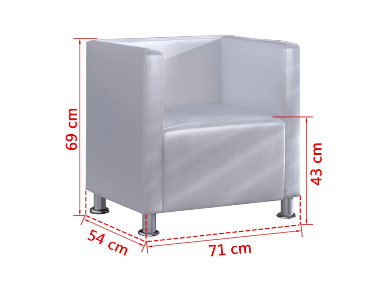 Civita Castellana  Fauteuil cube blanc simili cuir