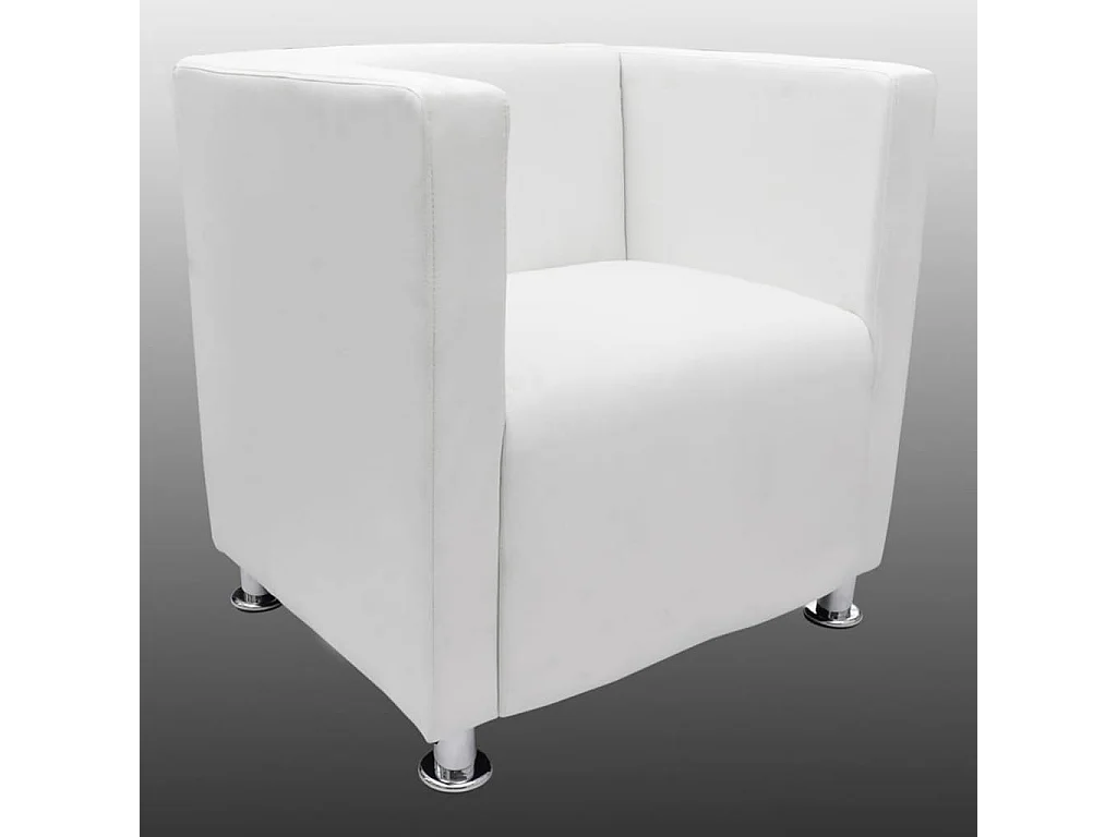 Civita Castellana  Fauteuil cube blanc simili cuir