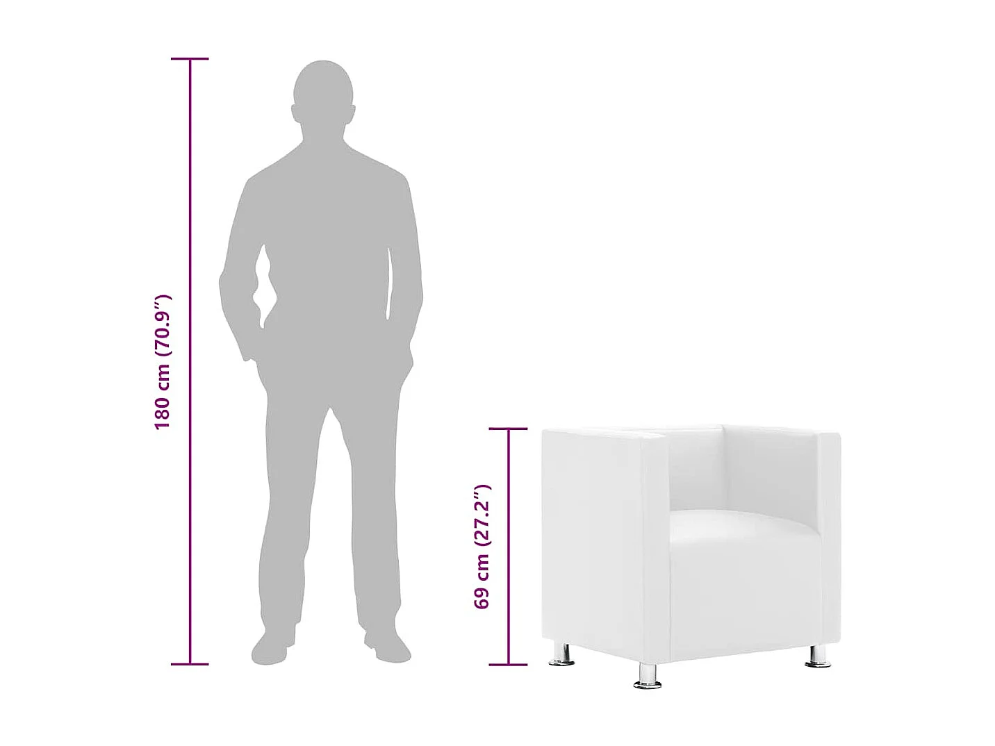 Civita Castellana  Fauteuil cube blanc simili cuir