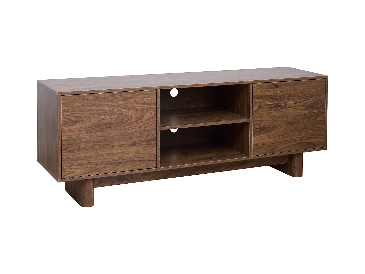 Meuble TV 160 cm scandinave bois foncé