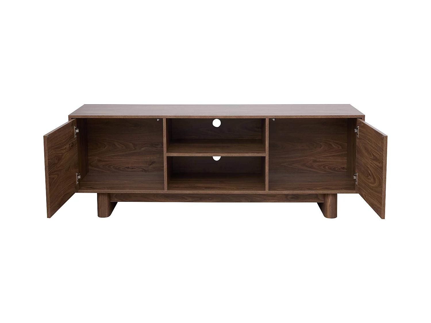 Meuble TV 160 cm scandinave bois foncé