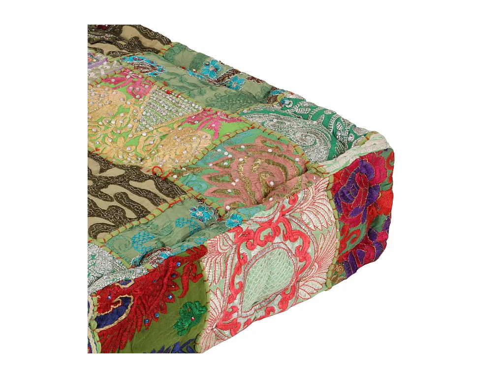 Wallingford  Pouf carré en coton fait à la main 50 x 50 x 12 cm Vert