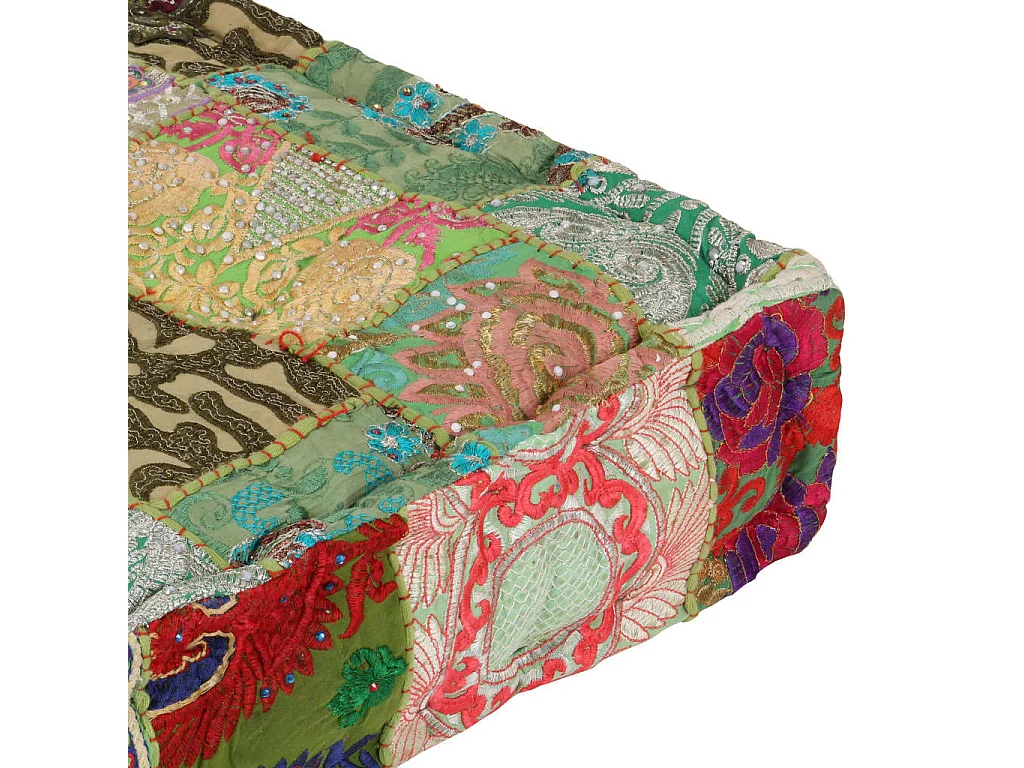 Wallingford  Poef patchwork vierkant handgemaakt 50x50x12 cm katoen groen