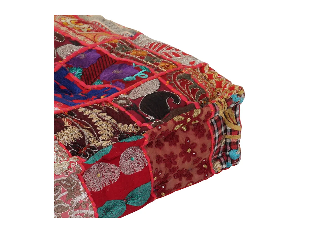 Wallingford  Pouf carré en coton fait à la main 50 x 50 x 12 cm Rouge