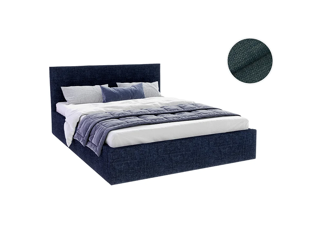 Lit Coffre Tulsa 140x200 cm - Sommier inclus Bleu marine