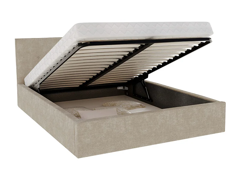 Lit Coffre Tulsa 140x200 cm - Sommier inclus Beige Foncé