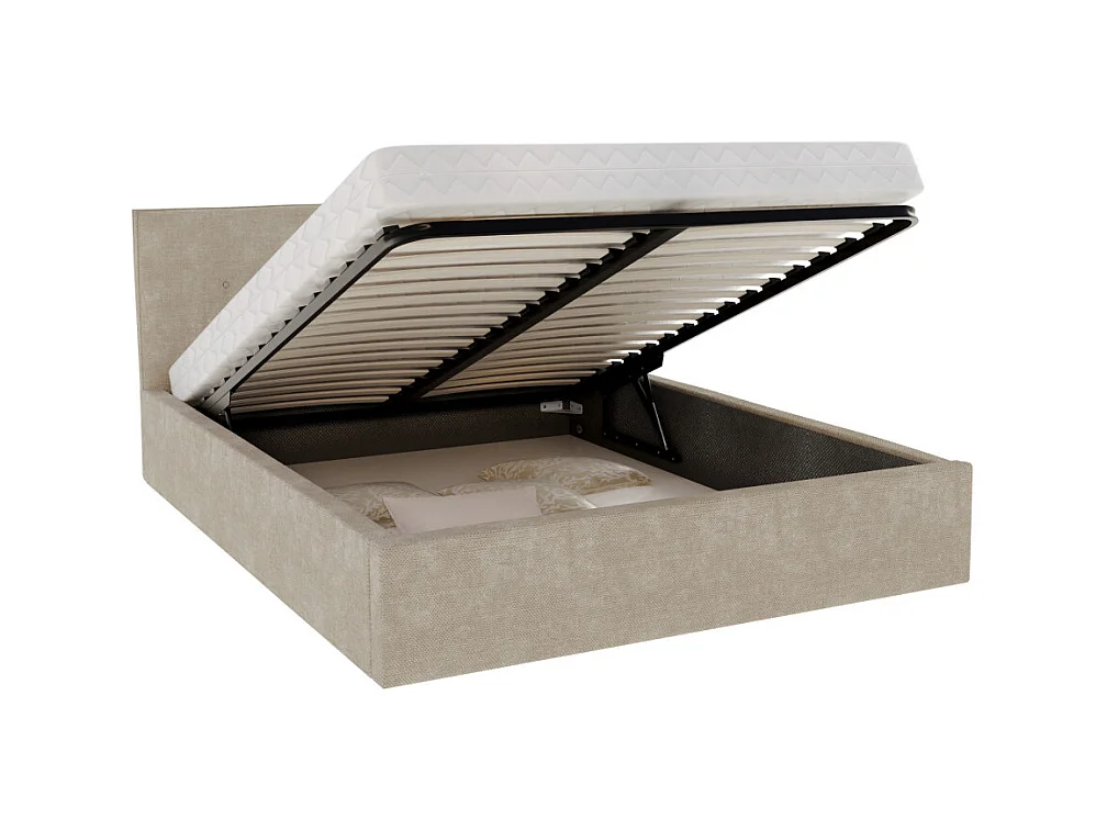 Lit Coffre Tulsa 140x200 cm - Sommier inclus Beige clair