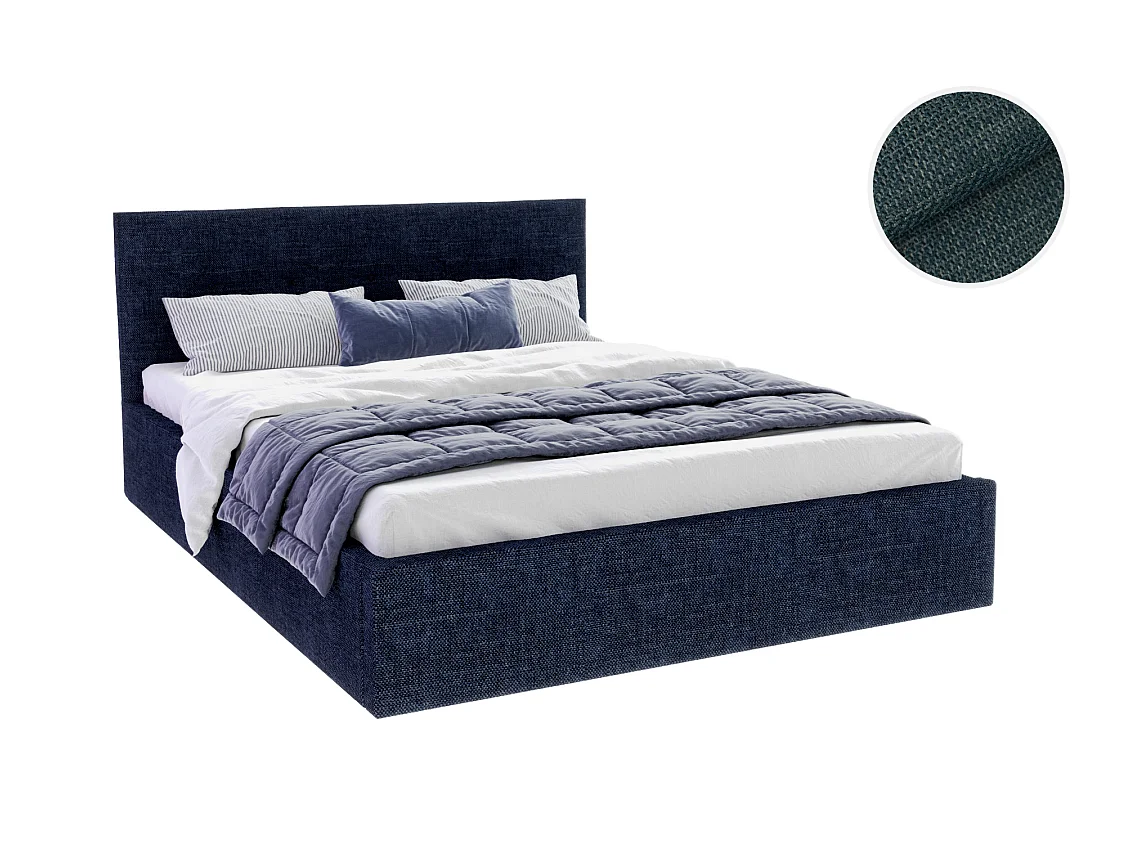 Lit Coffre Tulsa 120x200 cm - Sommier inclus Bleu marine