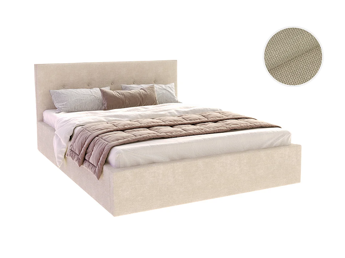 Lit Coffre Tulsa 120x200 cm - Sommier inclus Crème