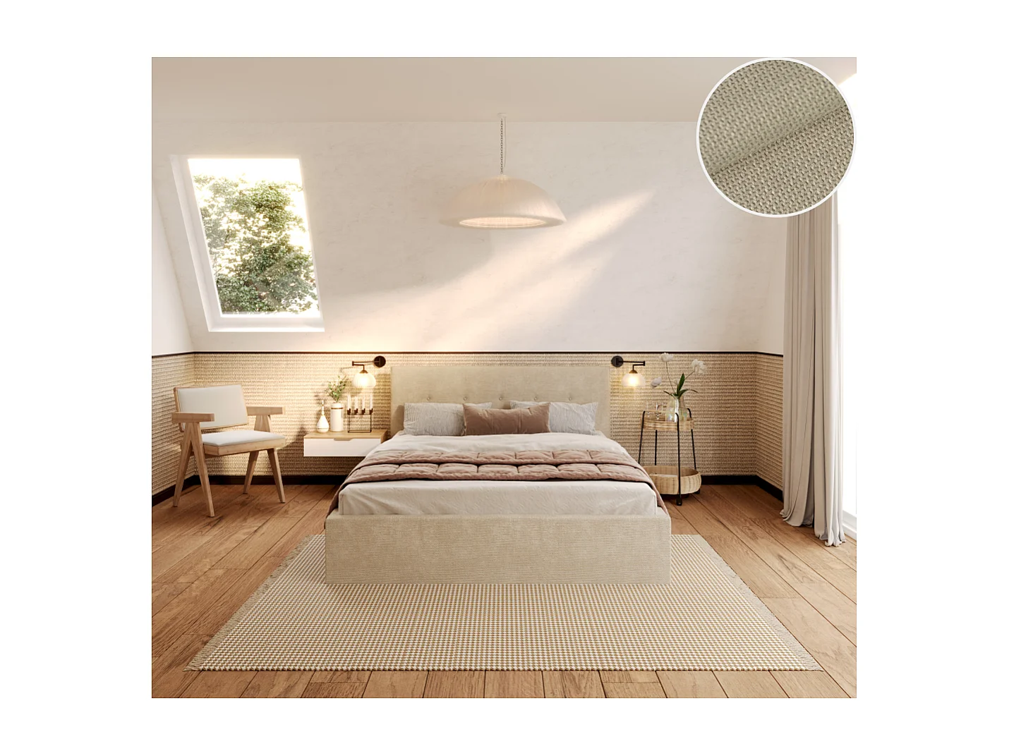 Lit Coffre Tulsa 120x200 cm - Sommier inclus Crème