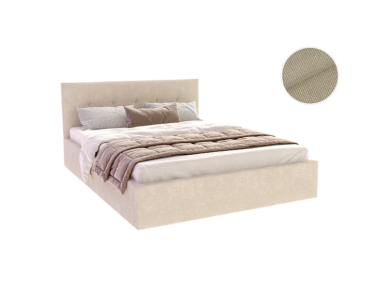 Lit Coffre Tulsa 120x200 cm - Sommier inclus Crème