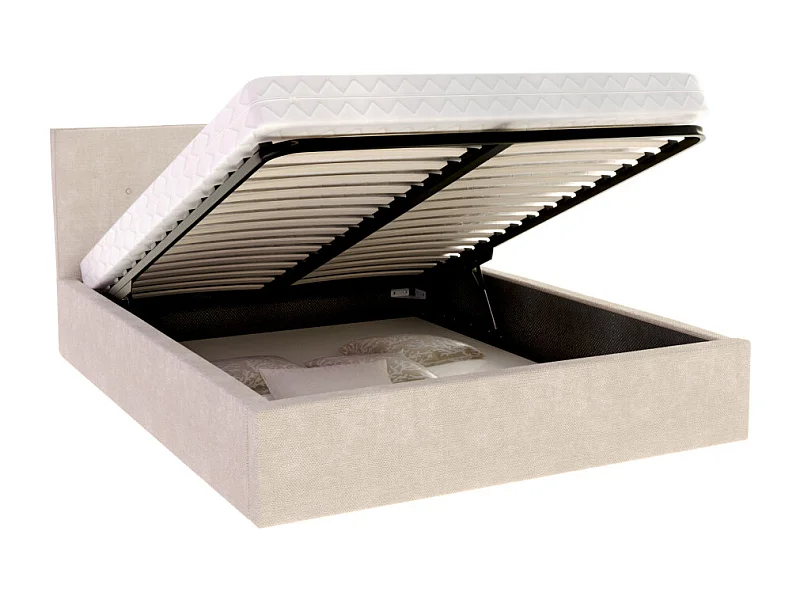 Lit Coffre Tulsa 140x200 cm - Sommier inclus Crème