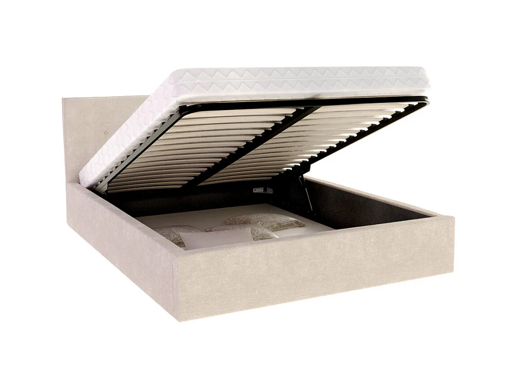 Lit Coffre Tulsa 140x200 cm - Sommier inclus Crème
