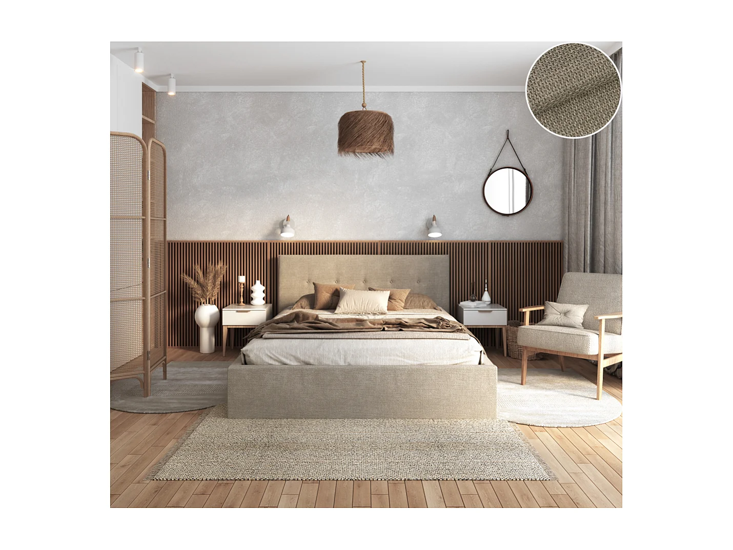 Lit Coffre Tulsa 120x200 cm - Sommier inclus Beige Foncé