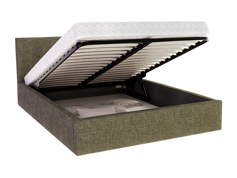 Lit Coffre Tulsa 140x200 cm - Sommier inclus Vert olive